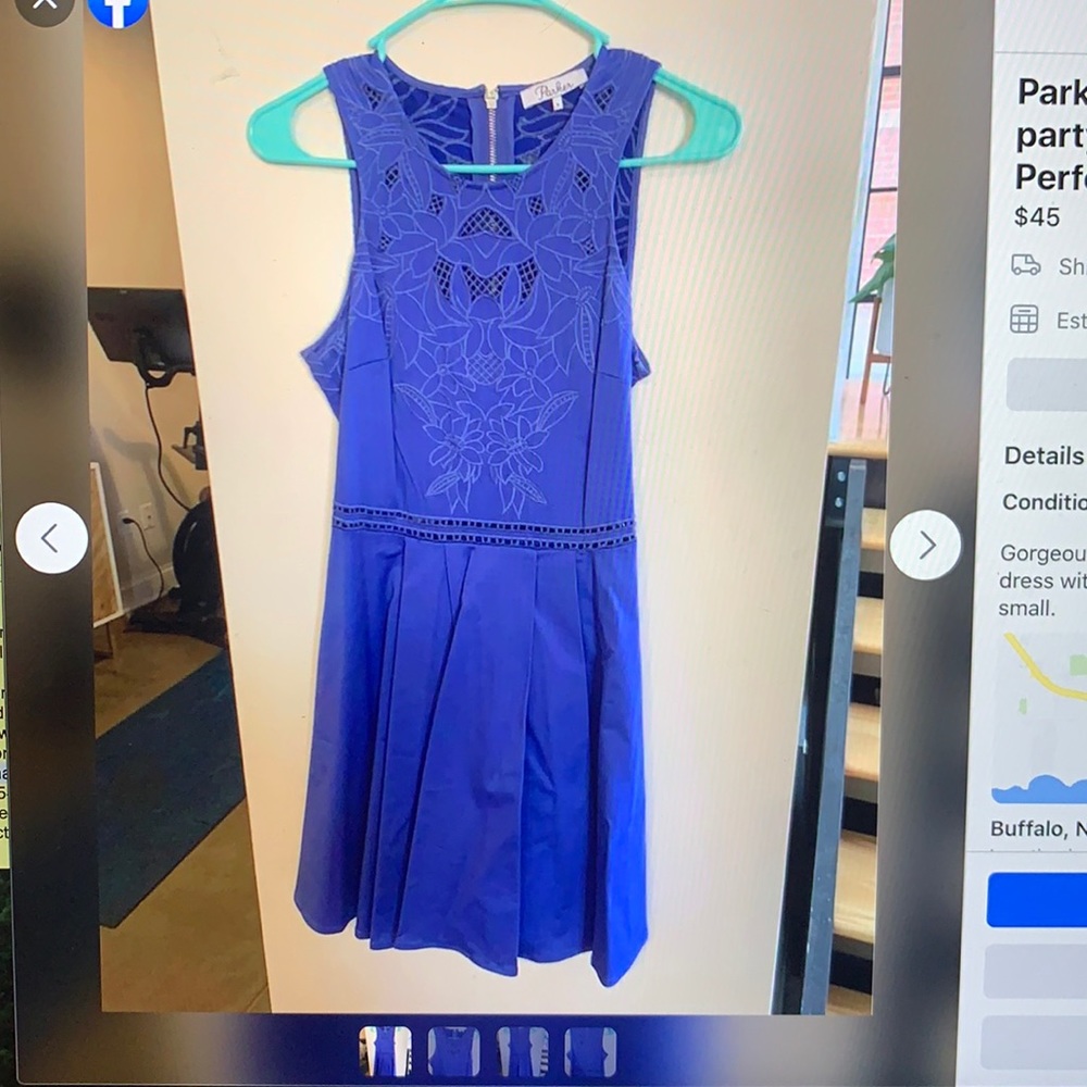 Parker cocktail dress blue size small perfect cond